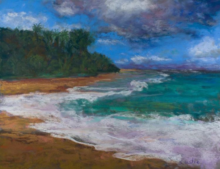 LeslieSu-TunnelBeachKauai-pastel-14x18