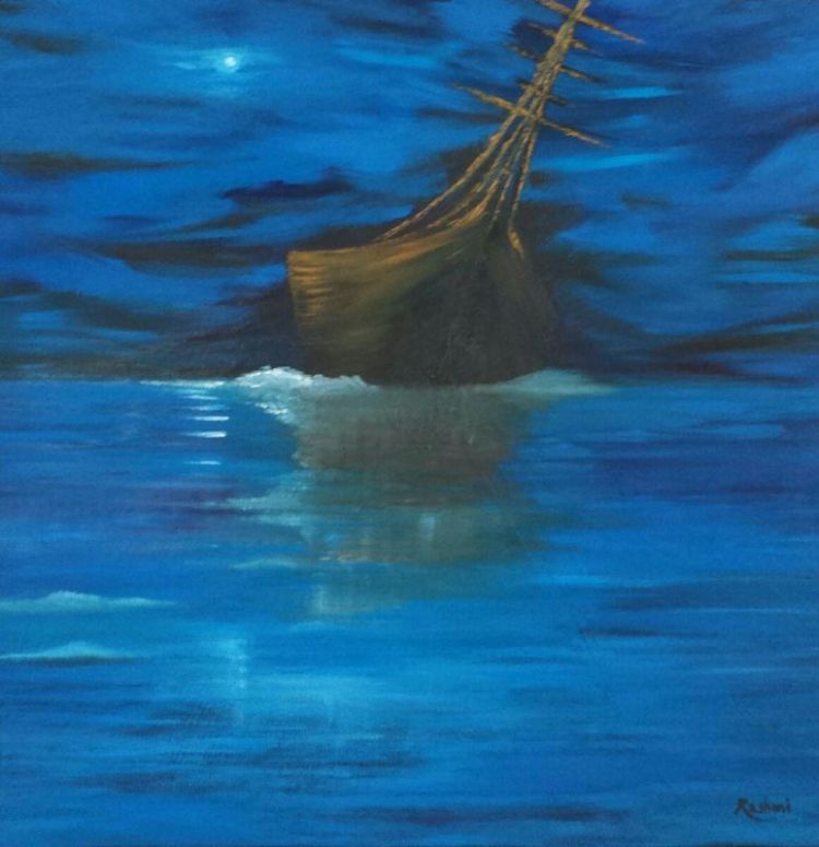 RajeshRashmi-Dark-Seas_oil-24x24