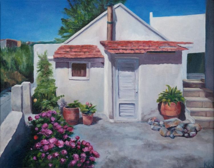 GrossKa-Little-White-House-on-Skopelos_Oil_16x20