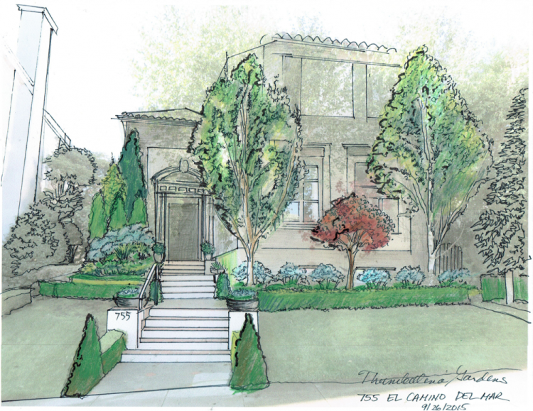 BondMi-El-camino-del-mar-garden-sketch_ColPncl-Ink_8x11