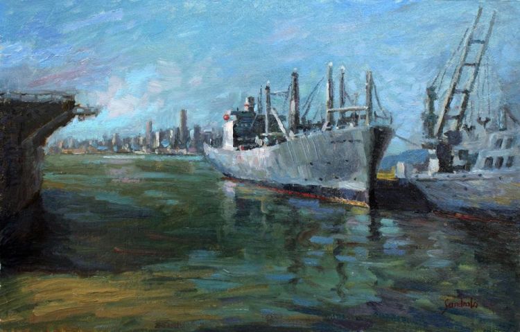 LoSa-Military-Ship-in-Alameda_oil-18x24