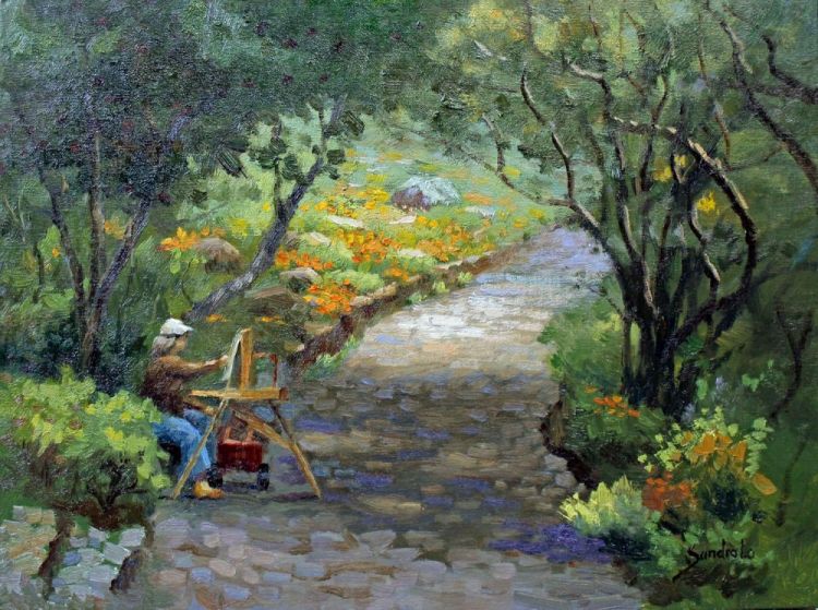 LoSa-Painting-in-the-Garden_Oil_16x20