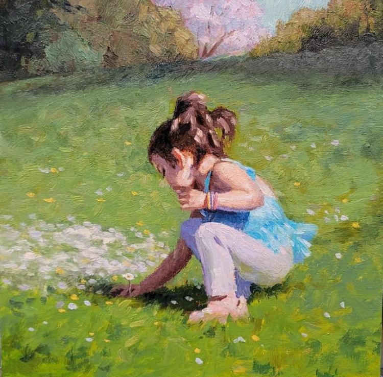 LoSa-Picking-flowers_Oil_12x12