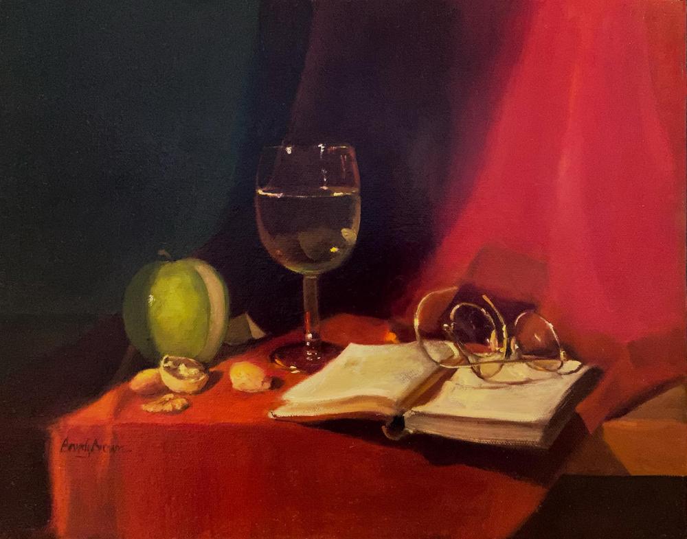 BrownBe-White-Wine-on-Red_Oil_16x19