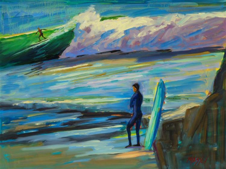 MasseyMa-Surfs-Up-at-Pleasure-Point-plein-air_Oil_18x24